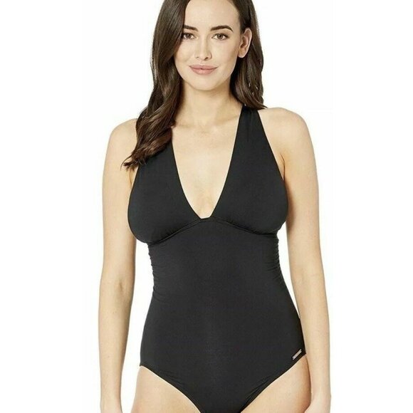 NWT Michael Kors Womens Urban Gypsy High Neck Shirred One Piece Sz 8 $100 LLL215 - Picture 1 of 3